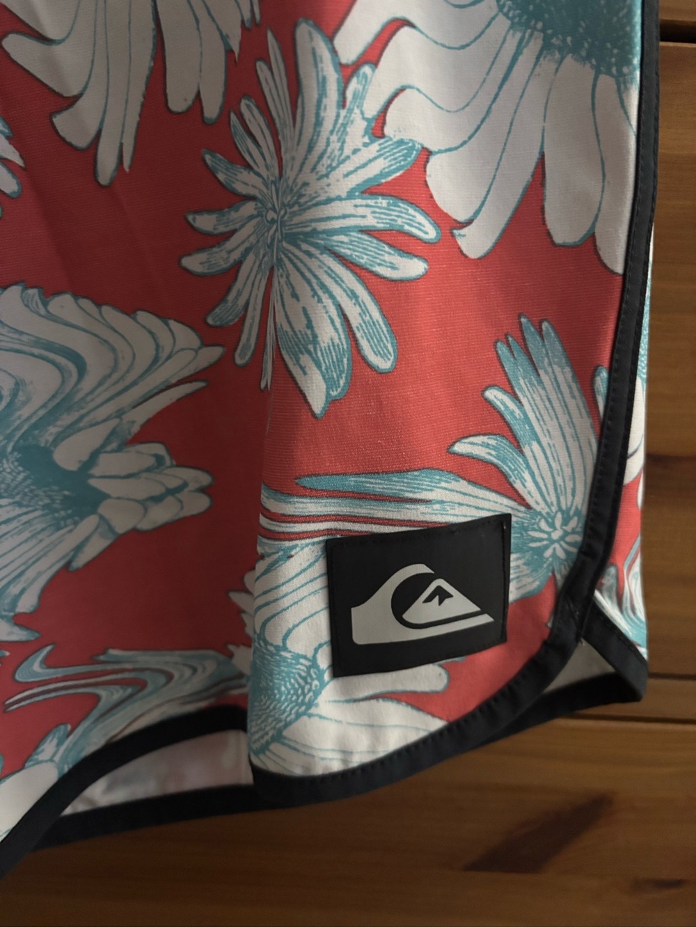 Quiksilver Coral Floral Board Shorts with Teal Accents - Picture 2 of 6
